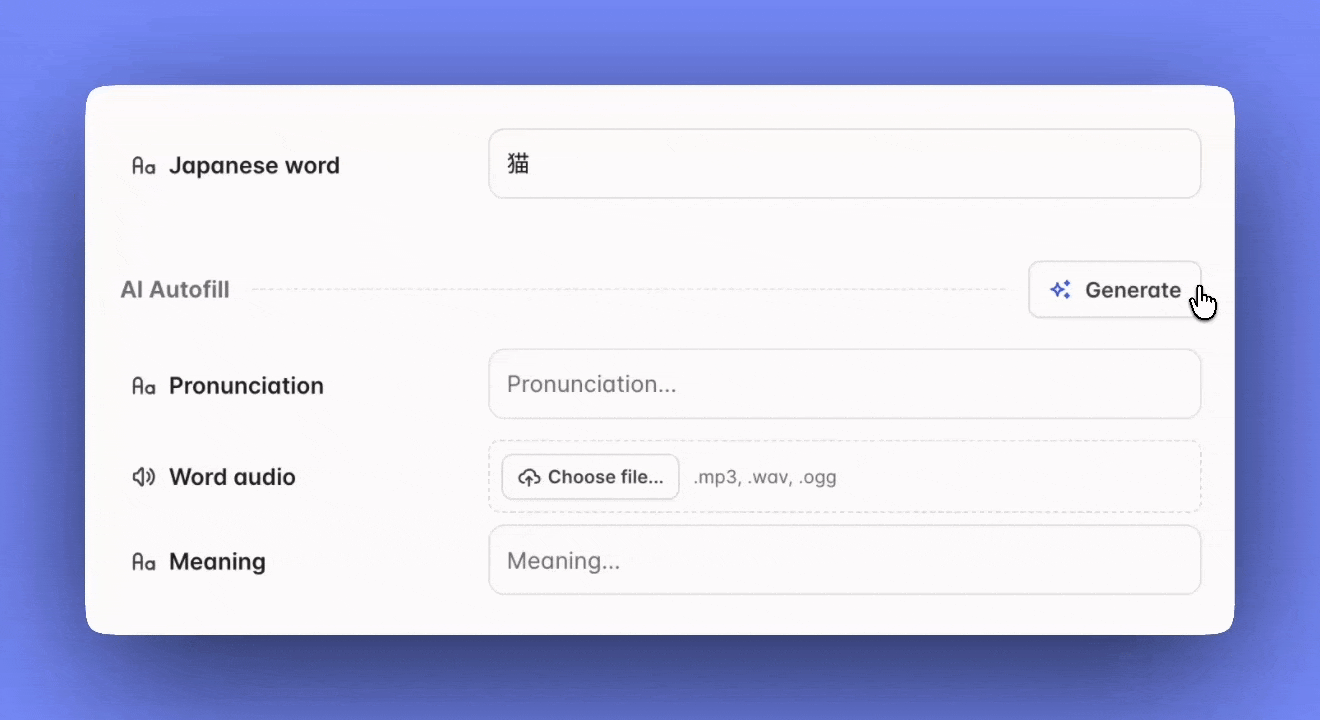 Ai Autofill when creating a card