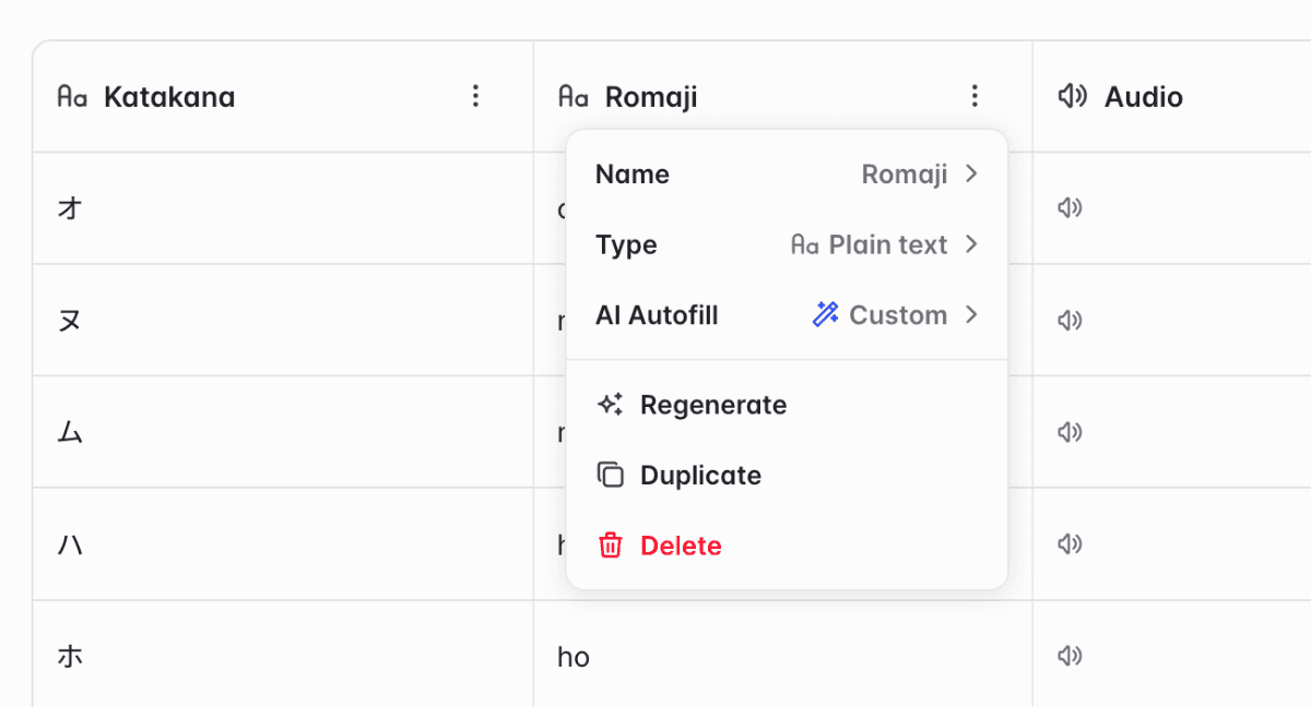 Deck field dropdown